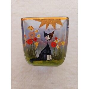 Goebel Rosina Wachtmeister Giardino Glass Votive Cat Candle Holder